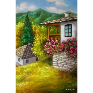 Картина Маслена Живопис Родопски Къщи Селска Къща Трендафил