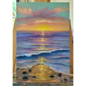 Картина Маслена живопис Морски залез Морски вълни Пейзаж море